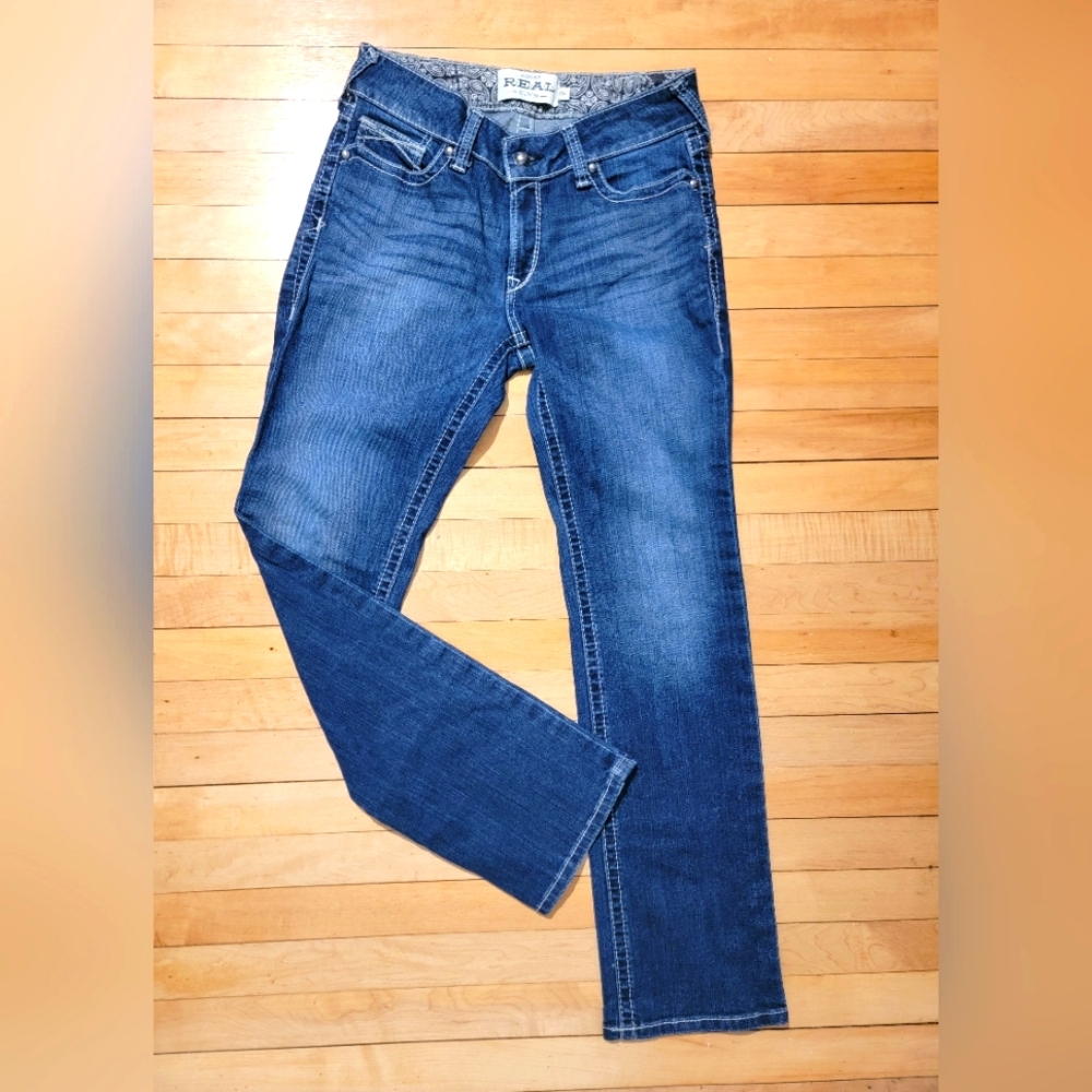 Ariat Real Denim Womens 30R Jeans Midrise Straight Fit Dark Wash